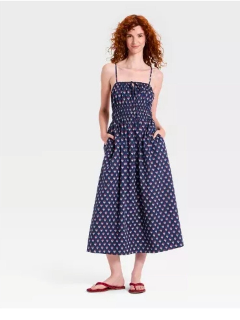 Universal Thread Women's Maxi Pullover Sundress Navy Floral L